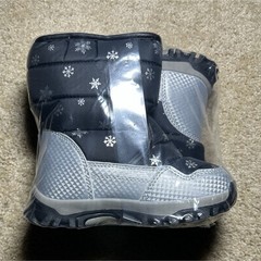 Kids Snowflake Waterproof Winter Boots Black Silver Hook & Loop EU 29