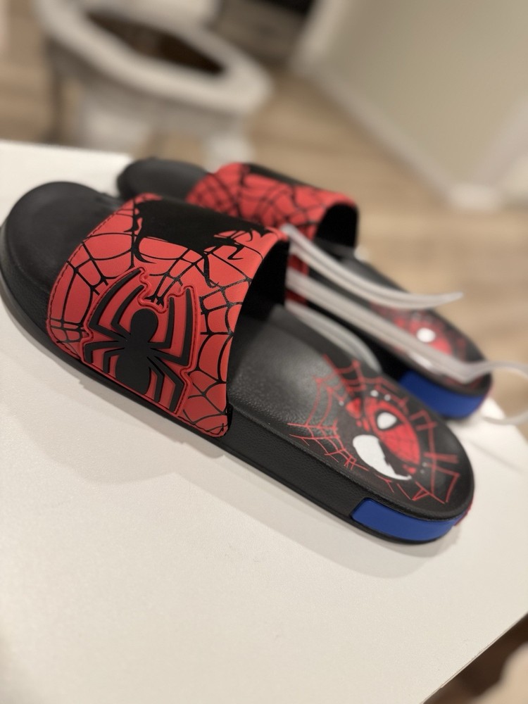 Marvel Spider-Man Unisex Kids Slide Sandals Size 11 Black Red Blue Synthetic