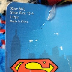 Superman Slipper Socks Child M/L Shoe Sz 13-4 Hero Superhero Fuzzy Babba NWT