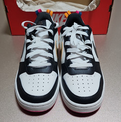 Nike Dunk Low GS DJ0040-100 Leather Sneakers 5Y Black/White Pink Gold
