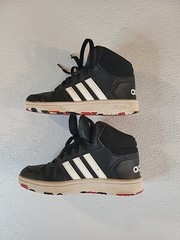Adidas Kids Boys Athletic Black Sneaker School Shoe Sz 2 P22