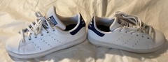 Kids Adidas Stan Smith Leather Sneakers Size 3 1/2 White And Blue