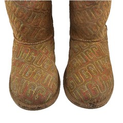 UGG Kids Boot Classic ll Graphic Stitch Chestnut Brown Colorful Logo Size US 2