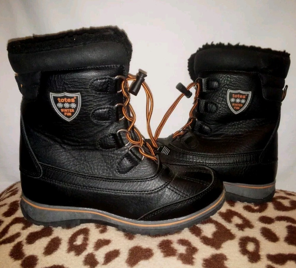 Totes Weather Protectors Kids 3M Black Blaine Boots 3M Thinsulate Mid calf