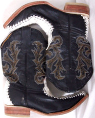Donaldo Snakeskin Pointed Toe Thick Stitched Black Cowboy Western Boots Kid’s 11