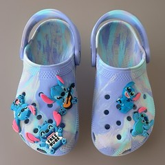 Crocs Kids Tie Dye Marble Clogs Shoes Purple Lilo Stitch Jibbitz Youth Sz 12 C
