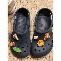 Crocs Kids Classic Clogs Navy Blue with Jibbitz Charms Size J3 10190