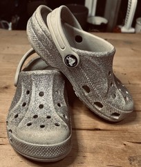 Crocs Classic Glitter Kids Clog Silver US 11 Slip-On Synthetic Logo