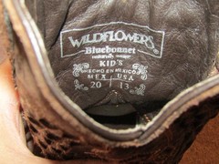 Wildflowers Brown Square Toe Wings Cross Western Boots Youth size 13 Mex 20