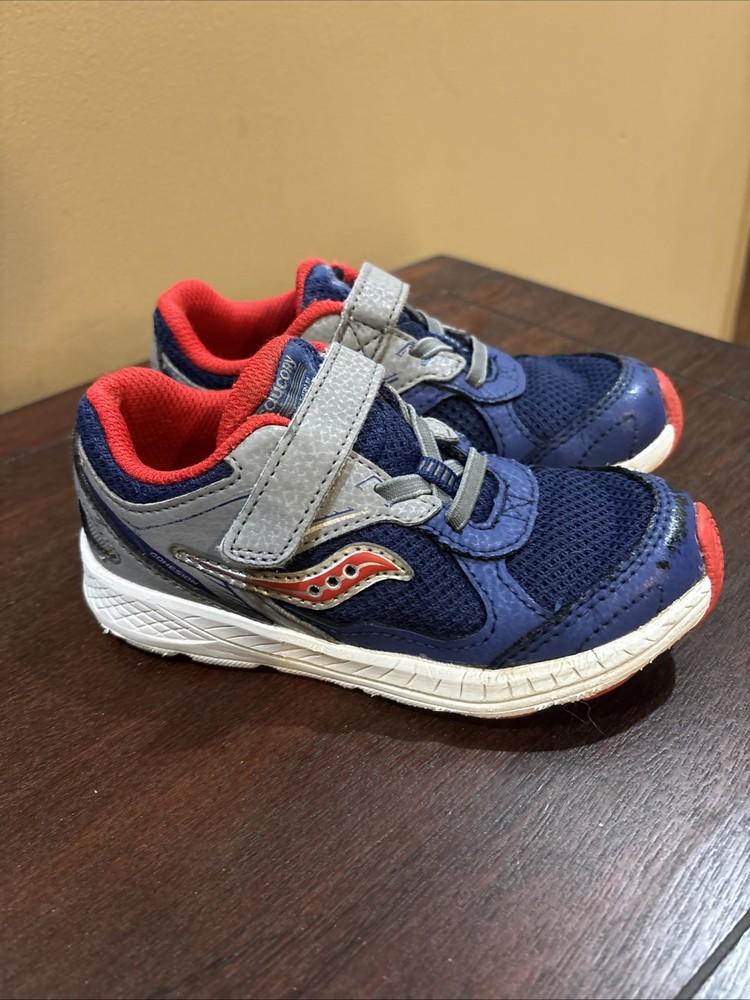 Saucony Cohesion 14 AC Kids Shoes Athletic Navy Red Gray Sneakers Size 10 Boys