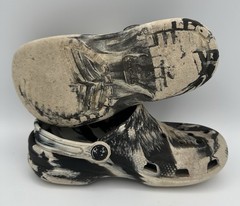 Crocs Classic Clogs Kids C13 White Black Marbled Slip On Shoes