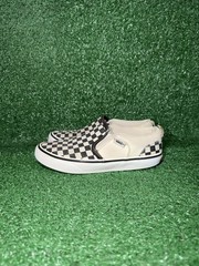 VANS Classic Slip On Checkerboard Kid Youth Size 3 Black White Canvas Skate Shoe