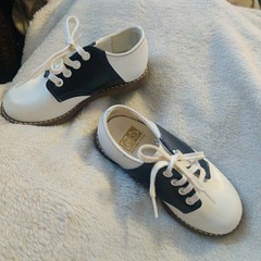 Vintage Saddle Shoes Stride Rite Black & White Leather USA Toddler 6.5 – 7 Size