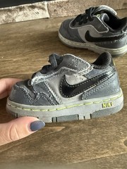 Nike Dunk Low Sneaker Gray Black Leather Hook & Loop Unisex Kids US 5C EU 21
