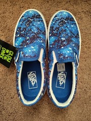 VANS Galactic Glow Classic Slip Ons US KIDS 1.0 Blue Black Space Theme Shoes