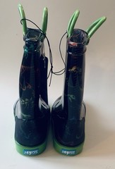 Zoogs Toddler Pull On Handle Rain Boots Dinosaur Print Green Black Size 11