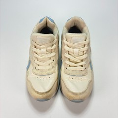 Reebok Harman Run Double Beige Blue Suede Running Shoes Lace Up Youth Size 2