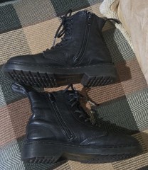 Doc Dr Martens 1460 Pascal Mono J Black Leather 8-Eye Combat Boots Youth Size 3
