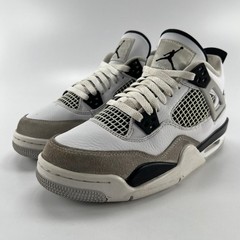 Air Jordan 4 Retro GS Military Black White Grey 408452-111 Kids Size 7Y