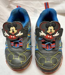 Mickey Mouse Light Up Strap Athletic Sneakers Kids Sz 7Black Blue Red BTMC40AC