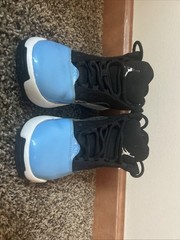 Jordan Max Aura 2 Mid Top Leather Lace-Up Sneaker Black/Blue Kids 6.5