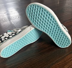 VANS Old Skool Kids‘ Black/White/ Teal Poka Dot Size 4 Pre-Owned Excellent
