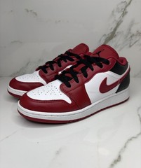 Size 5.5Y Nike Air Jordan 1 Low Reverse Black Red Sneaker Shoes 553560-163