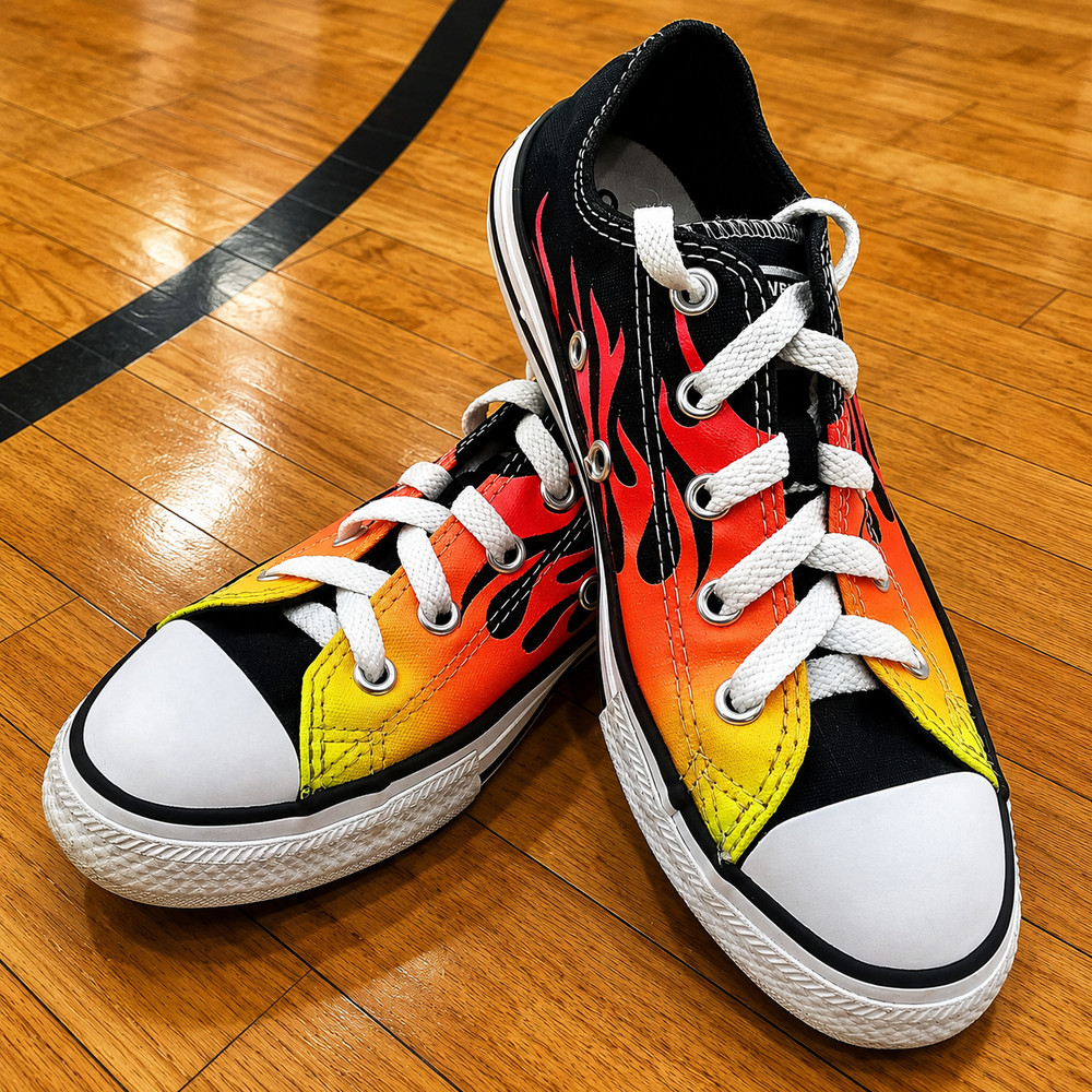 Converse Chuck Taylor All Star OX Kids‘ Size 1 Textile Low Top Flame Shoes