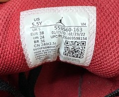 Size 5.5Y Nike Air Jordan 1 Low Reverse Black Red Sneaker Shoes 553560-163