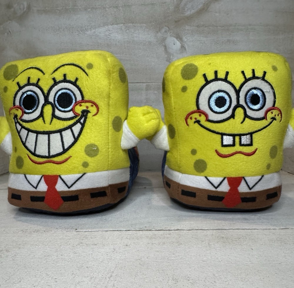 Nickelodeon SpongeBob SquarePants Youth Boys Plush Slippers Graffiti Size 13-1