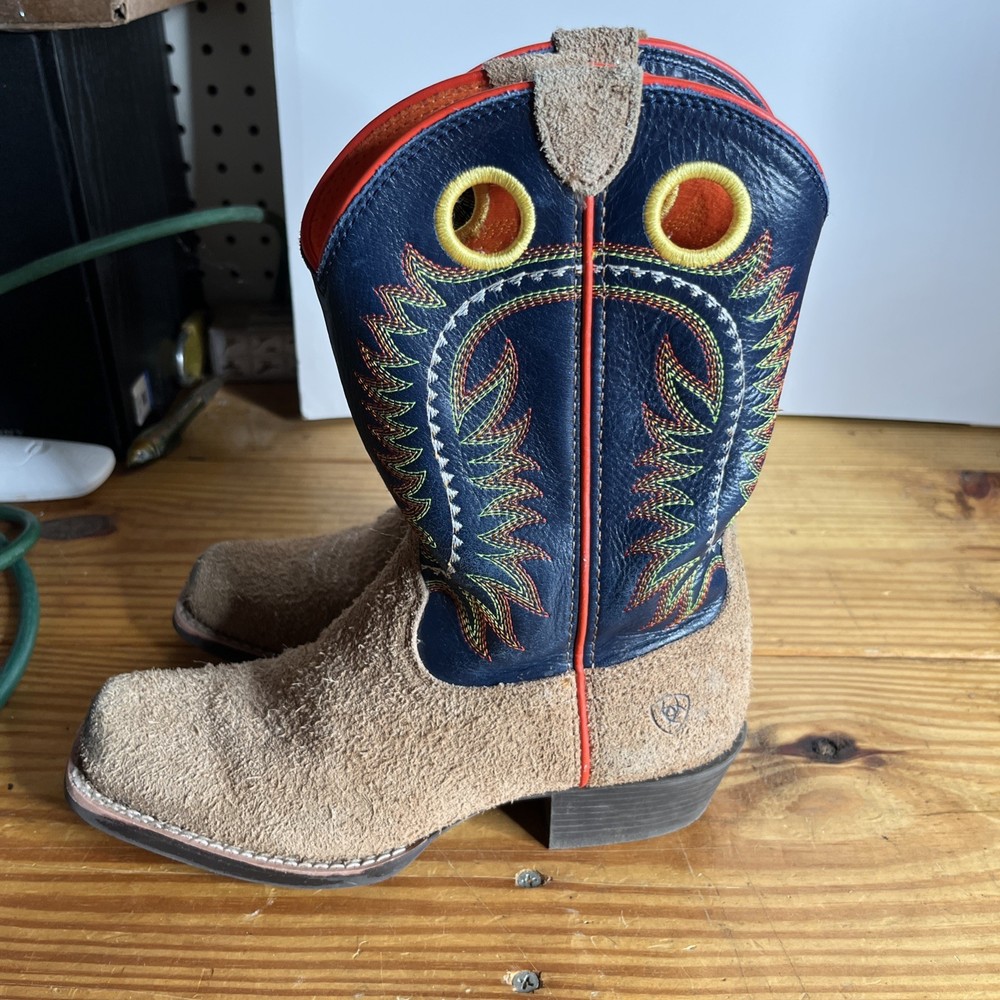 Ariat Derby Monroe Tan Kids Western Boots with Wiggle Room Size 2