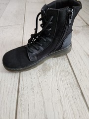 Dr. Martens Boots Kids Size 2 Doc Combs J Combat Lace Up Canvas Zip Black Youth