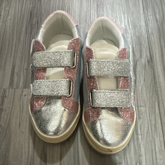 Steve Madden Thopee Kids Sneakers Silver/Pink Glitter Hook & Loop Low Top 11M