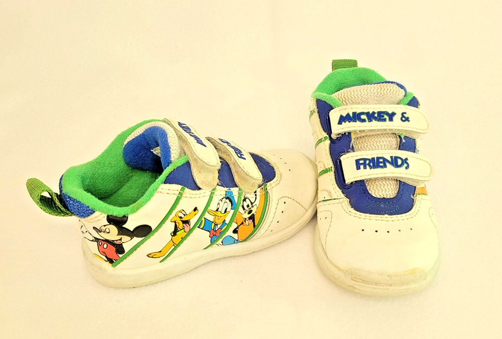 Vtg Mickey Mouse & Friends Disney Double Strap Shoes Toddler Size 4 White Y2K