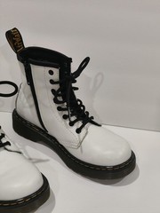 Dr. Martens 1460 White Smooth Leather Lace Up Zip Ankle Boots Size 3