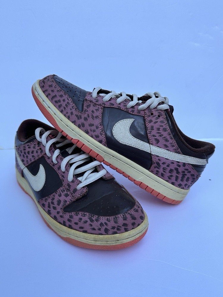 Nike Dunk Low GS Sail Dark Cinder Laser Pink White Leopard Size 4.5y Vintage2007