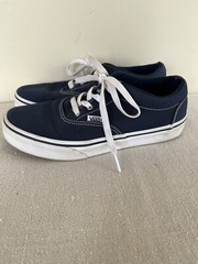 Vans Off the Wall Navy Blue Canvas Skate Sneakers Youth 4.5 EUC