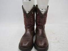 Durango Youth Sz 9 M Red Brown Leather Buckaroo Cowboy Western Boots