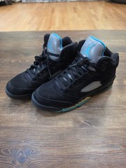 Nike Air Jordan Retro 5 GS Black Aqua Size 7Y Black 440888-047 Shoes Sneakers