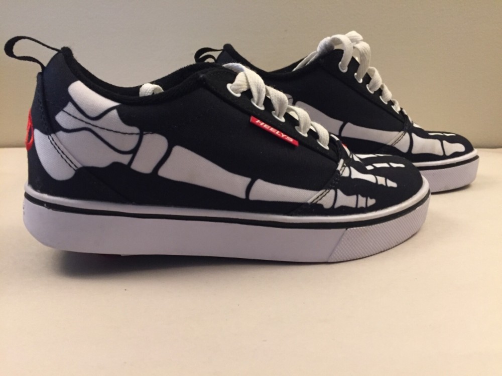Heelys Skeleton X-ray Style Inline Skate Shoes Black White and Red Youth Size 4