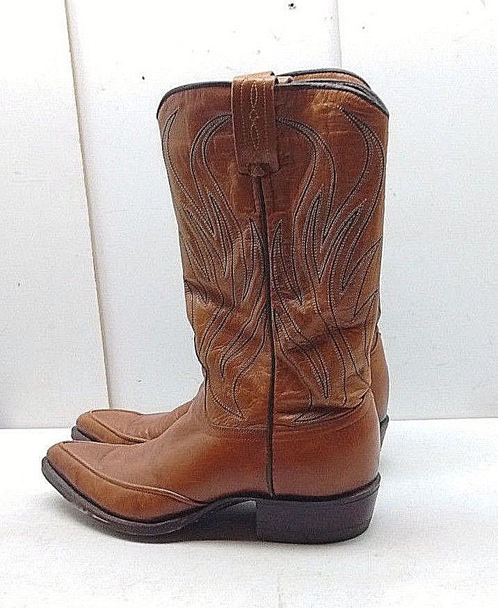 Dan Post Spain Brown Leather Cowboy Western Boots Mid Calf Kids Youth Shoes 5.5N