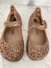Mini Melissa +Campana Zig Zag Jelly Flats Little Girl Toddler sz 8 Rose Gold