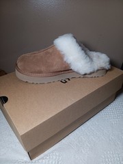 UGG Size 5 Disquette 1171199K Slipper Kids Chestnut Suede Sheepskin Platform