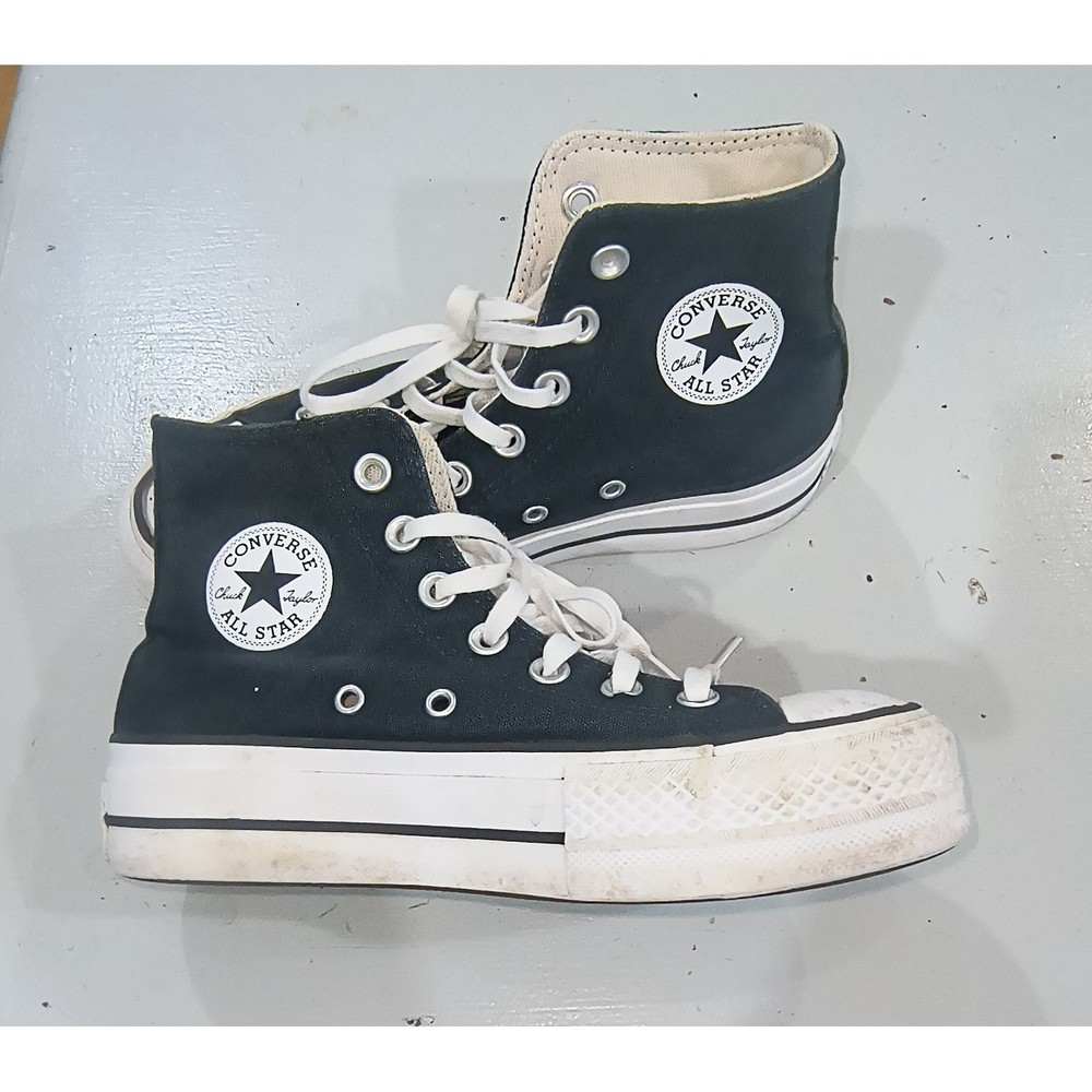 Converse Chuck Taylor All Star Platform High Top Kids Black White Sneakers