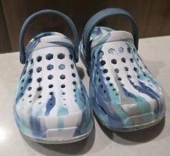 Joybees Kids Active Clog Marbled Rapids Blue EVA Foam Water Shoe Slip On 12 & 13