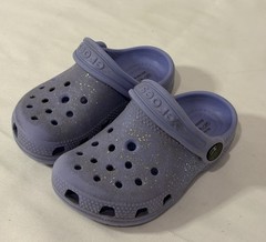 Crocs Classic Glitter Clogs Purple Lightweight Slip On Shoes 206992 Kids Size 7