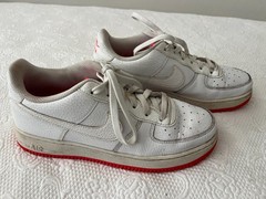 Nike Air Force 1 ’07 GS White Bright Crimson Red Sneakers Youth 7 Women’s 8.5