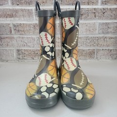 Kids Rain Boots, Waterproof Boots with Easy-on Handles Size 2Y