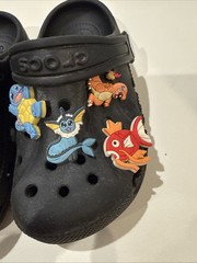 Crocs Classic Black Clogs C10 W/ Pokémon Jibbitz