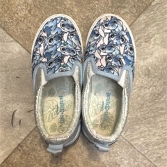 Ground Up Lilo & Stitch Stitch Kids Slip-On Shoes Size 13 Blue Silver Glitter